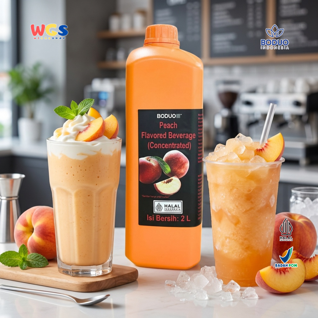 Boduo Peach Syrup Beverage Concentrate 2L - Sirup Persik untuk Minuman Cafe