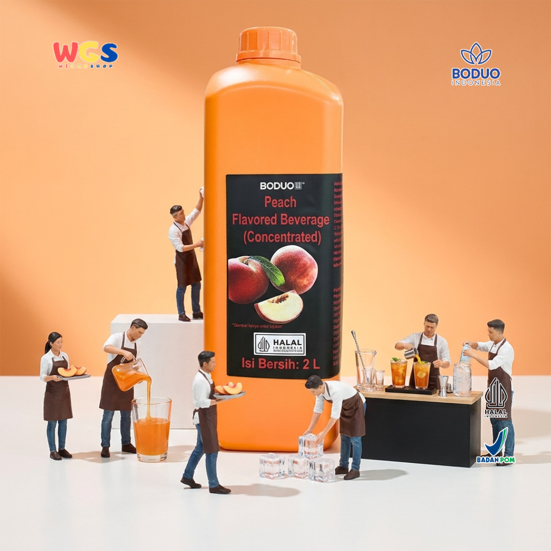 Boduo Peach Syrup Beverage Concentrate 2L - Sirup Persik untuk Minuman Cafe