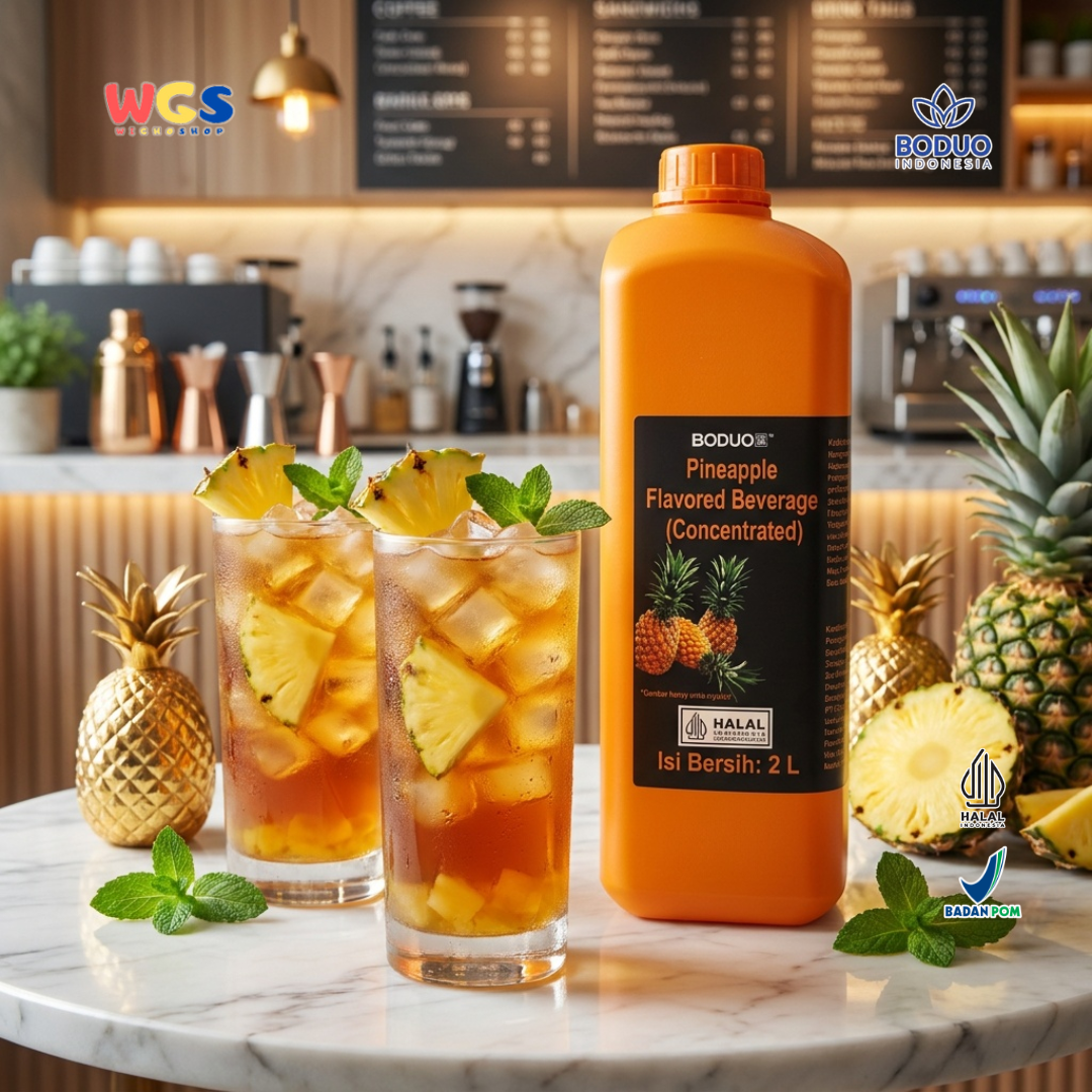 Boduo Pineapple Syrup Beverage Concentrate 2L - Sirup Konsentrat Nanas untuk Cafe