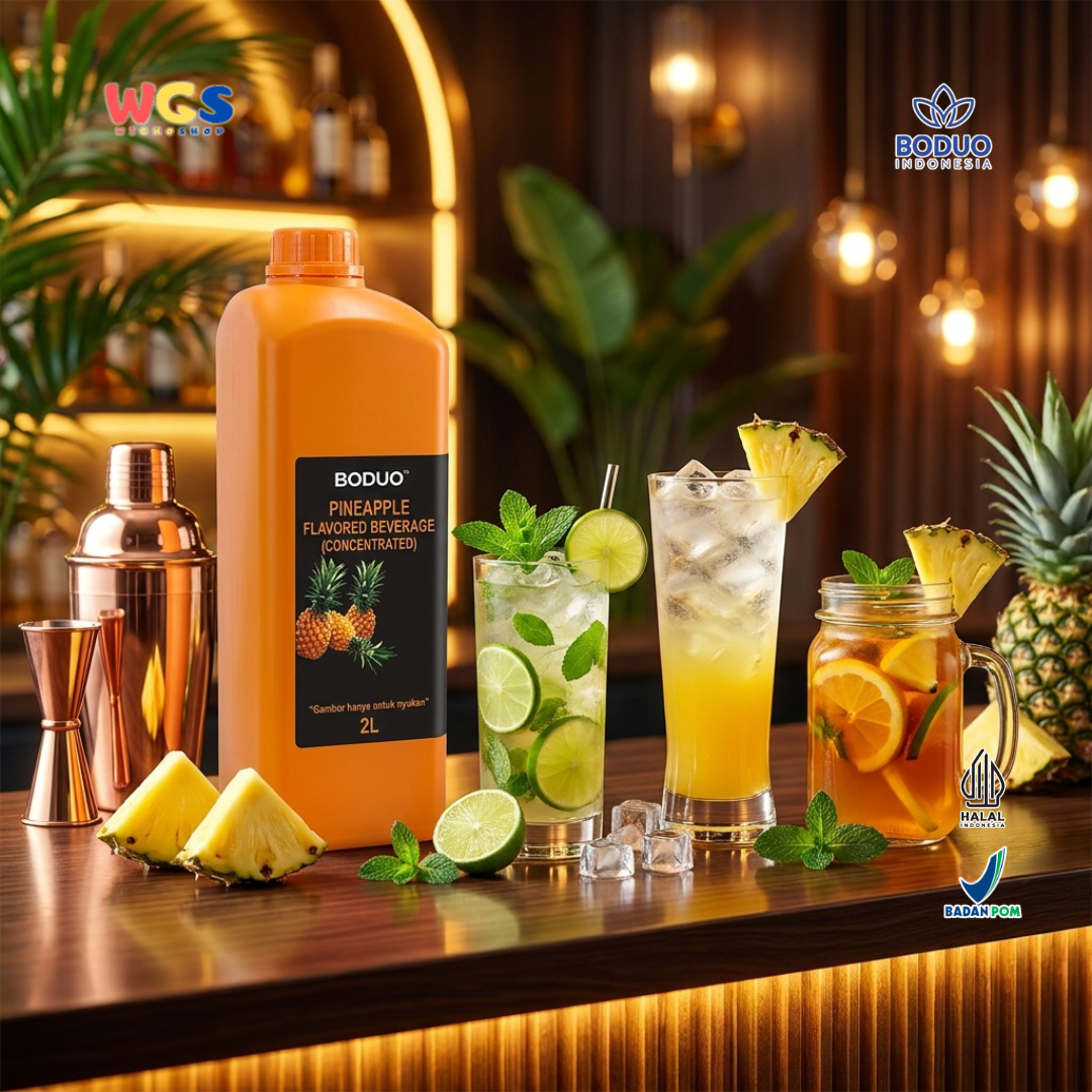 Boduo Pineapple Syrup Beverage Concentrate 2L - Sirup Konsentrat Nanas untuk Cafe