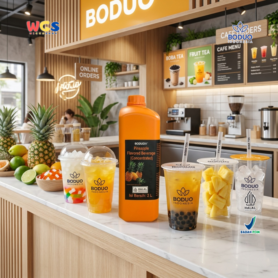 Boduo Pineapple Syrup Beverage Concentrate 2L - Sirup Konsentrat Nanas untuk Cafe