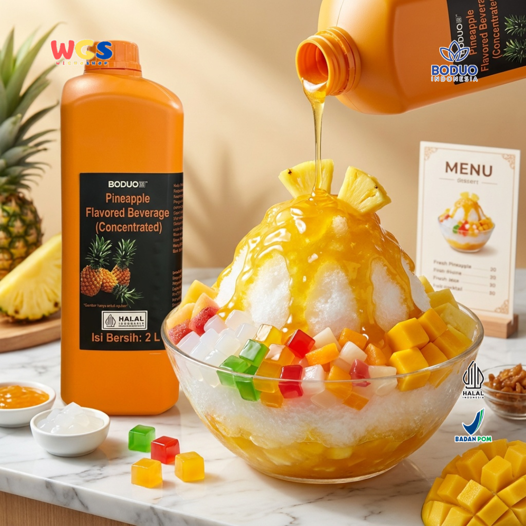 Boduo Pineapple Syrup Beverage Concentrate 2L - Sirup Konsentrat Nanas untuk Cafe