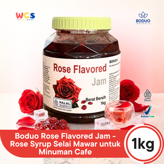 Boduo Rose Flavored Jam 1kg - Rose Syrup Selai Mawar untuk Minuman Cafe