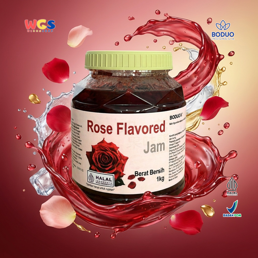 Boduo Rose Flavored Jam 1kg - Rose Syrup Selai Mawar untuk Minuman Cafe