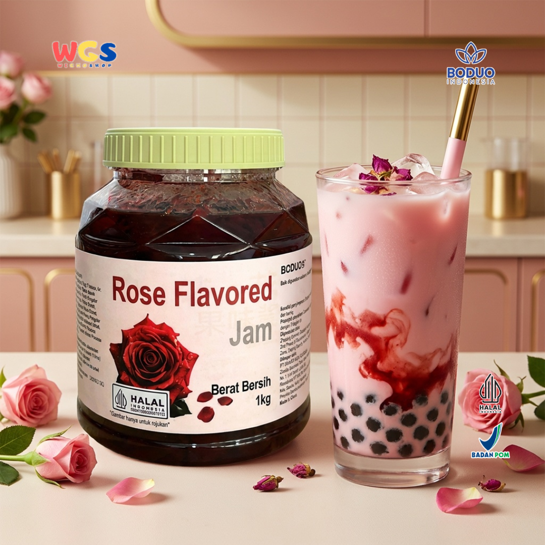 BODUO Rose Flavored Jam 1kg - Premium Aromatic Rose Jam for Drinks, Desserts &amp; Bakery