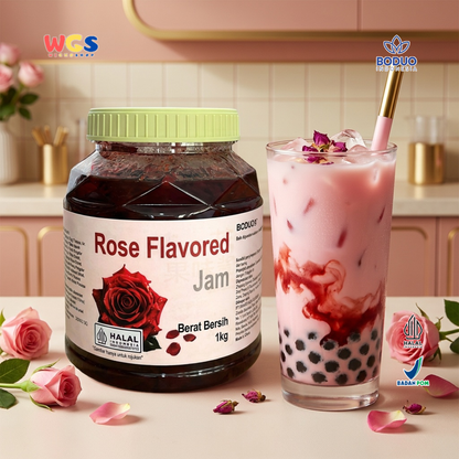BODUO Rose Flavored Jam 1kg - Premium Aromatic Rose Jam for Drinks, Desserts &amp; Bakery