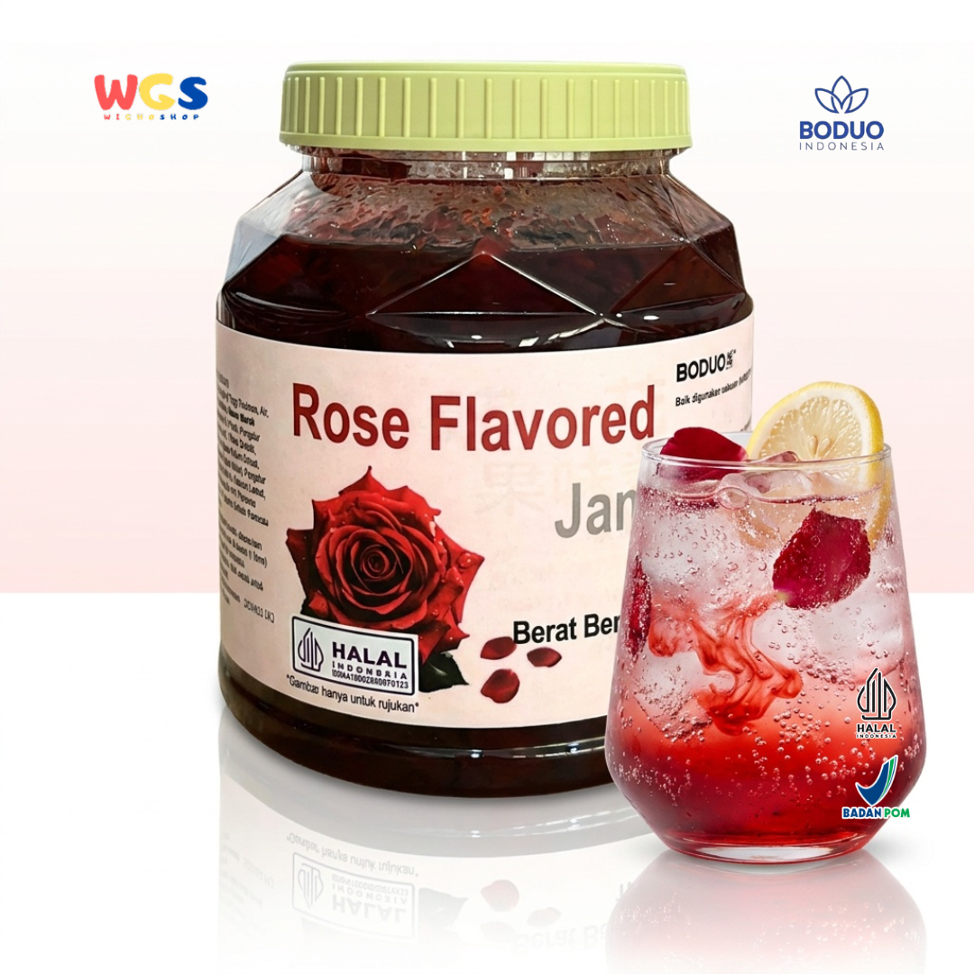 BODUO Rose Flavored Jam 1kg - Premium Aromatic Rose Jam for Drinks, Desserts &amp; Bakery