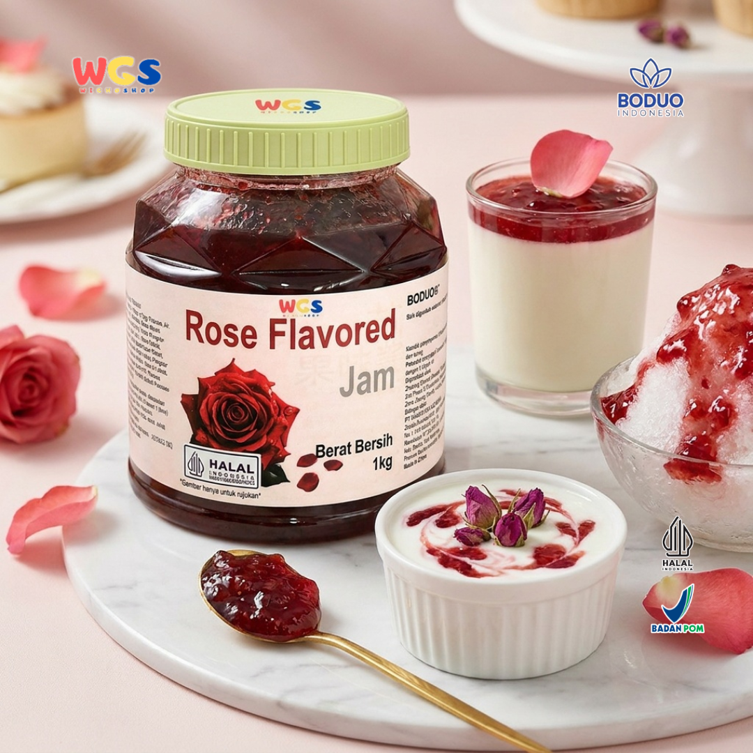 BODUO Rose Flavored Jam 1kg - Premium Aromatic Rose Jam for Drinks, Desserts &amp; Bakery
