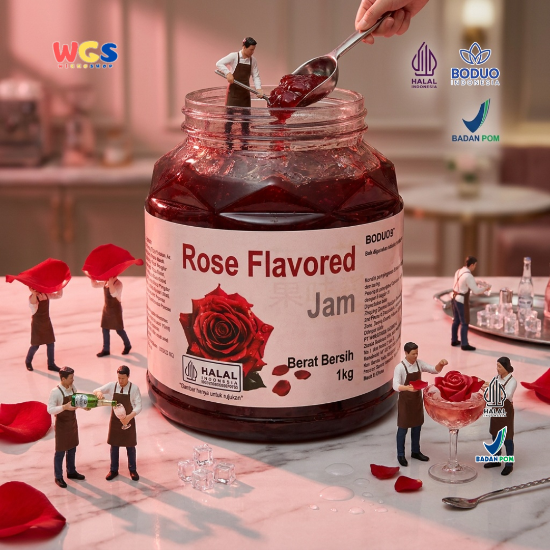 BODUO Rose Flavored Jam 1kg - Premium Aromatic Rose Jam for Drinks, Desserts &amp; Bakery