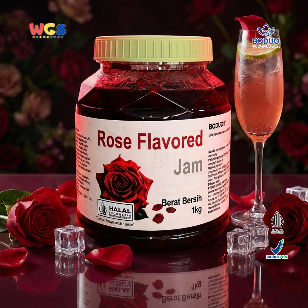 BODUO Rose Flavored Jam 1kg - Premium Aromatic Rose Jam for Drinks, Desserts &amp; Bakery