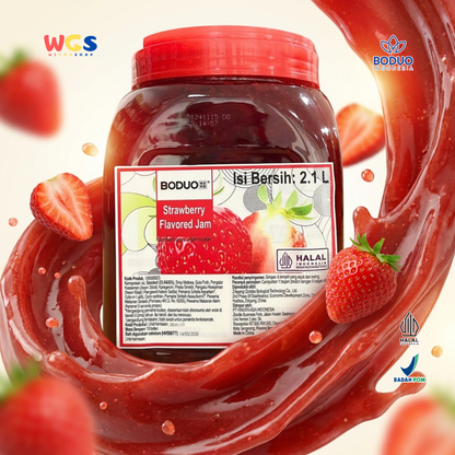 Boduo Strawberry Flavored Jam 2.1L - Selai Strawberry Puree Jam Topping Minuman Dessert Roti Kue Boba