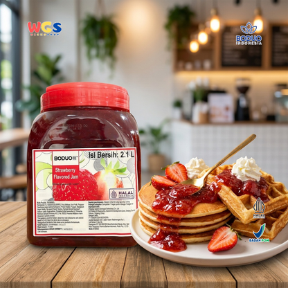Boduo Strawberry Flavored Jam 2.1L - Selai Strawberry Puree Jam Topping Minuman Dessert Roti Kue Boba