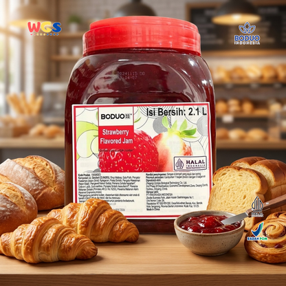 Boduo Strawberry Flavored Jam 2.1L - Selai Strawberry Puree Jam Topping Minuman Dessert Roti Kue Boba