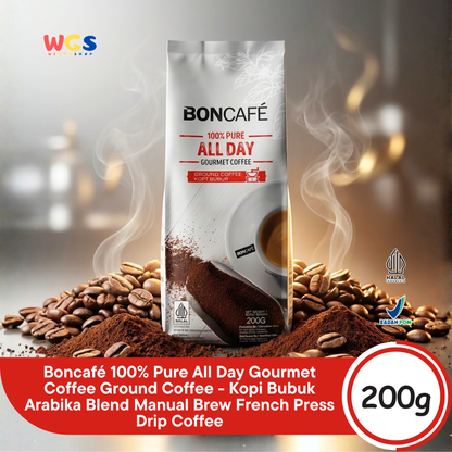 Boncafe 100% Pure All Day Gourmet Coffee Ground Coffee 200g - Kopi Bubuk Arabika Blend Manual Brew French Press Drip Coffee