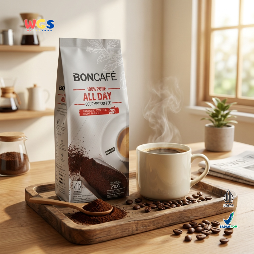Boncafe 100% Pure All Day Gourmet Coffee Ground Coffee 200g - Kopi Bubuk Arabika Blend Manual Brew French Press Drip Coffee