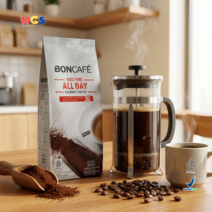 Boncafe 100% Pure All Day Gourmet Coffee Ground Coffee 200g - Kopi Bubuk Arabika Blend Manual Brew French Press Drip Coffee