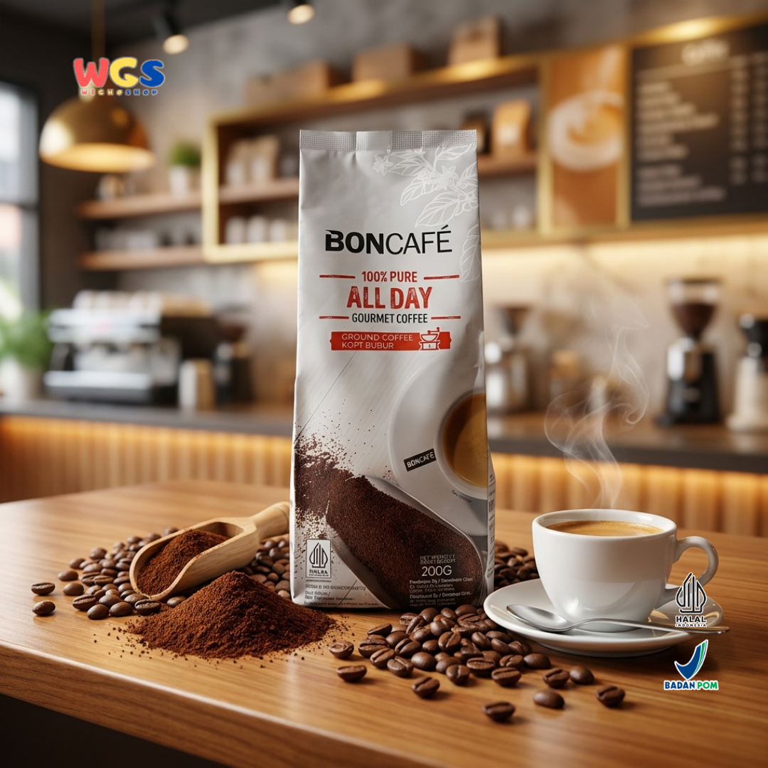 Boncafe 100% Pure All Day Gourmet Coffee Ground Coffee 200g - Kopi Bubuk Arabika Blend Manual Brew French Press Drip Coffee