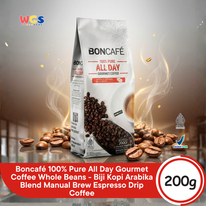 Boncafe 100% Pure All Day Gourmet Coffee Whole Beans 200g - Biji Kopi Arabika Blend Manual Brew Espresso Drip Coffee