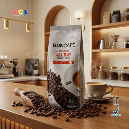 Boncafe 100% Pure All Day Gourmet Coffee Whole Beans 200g - Biji Kopi Arabika Blend Manual Brew Espresso Drip Coffee