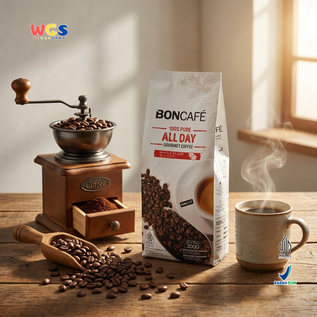 Boncafe 100% Pure All Day Gourmet Coffee Whole Beans 200g - Biji Kopi Arabika Blend Manual Brew Espresso Drip Coffee
