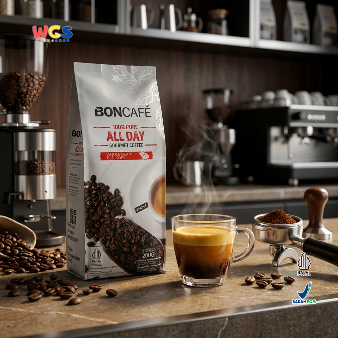 Boncafe 100% Pure All Day Gourmet Coffee Whole Beans 200g - Biji Kopi Arabika Blend Manual Brew Espresso Drip Coffee
