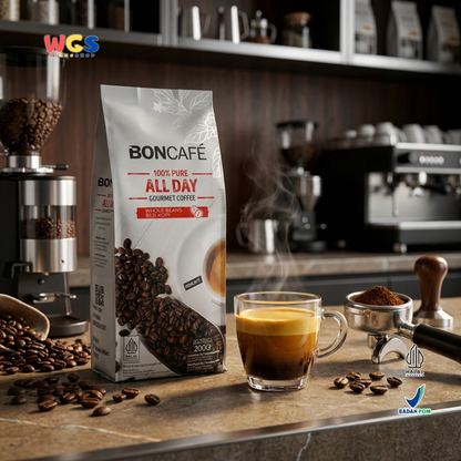 Boncafe 100% Pure All Day Gourmet Coffee Whole Beans 200g - Biji Kopi Arabika Blend Manual Brew Espresso Drip Coffee