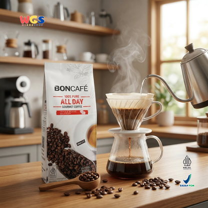 Boncafe 100% Pure All Day Gourmet Coffee Whole Beans 200g - Biji Kopi Arabika Blend Manual Brew Espresso Drip Coffee