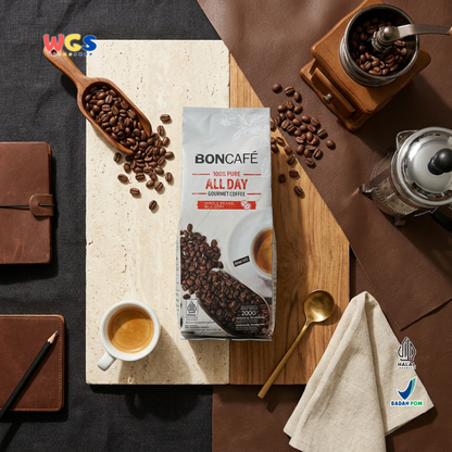 Boncafe 100% Pure All Day Gourmet Coffee Whole Beans 200g - Biji Kopi Arabika Blend Manual Brew Espresso Drip Coffee