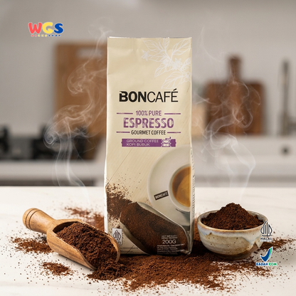 BONCAFE Espresso 100% Pure Gourmet Arabica Ground Coffee 200g - Ground Coffee
