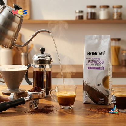 BONCAFE Espresso 100% Pure Gourmet Arabica Ground Coffee 200g - Ground Coffee