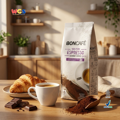 BONCAFE Espresso 100% Pure Gourmet Arabica Ground Coffee 200g - Ground Coffee
