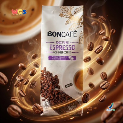 BONCAFE Espresso 100% Pure Gourmet Arabica Whole Beans Coffee 200g - Coffee Beans