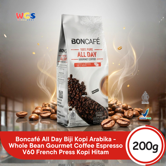 Boncafé All Day Biji Kopi Arabika 200g - Whole Bean Gourmet Coffee Espresso V60 French Press Kopi Hitam