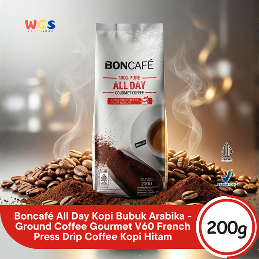Boncafé All Day Kopi Bubuk Arabika 200g - Ground Coffee Gourmet V60 French Press Drip Coffee Kopi Hitam