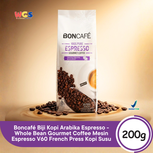 Boncafe Biji Kopi Arabika Espresso 200g - Whole Bean Gourmet Coffee Mesin Espresso V60 French Press Kopi Susu