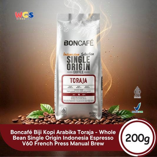 Boncafé Biji Kopi Arabika Toraja 200g - Whole Bean Single Origin Indonesia Espresso V60 French Press Manual Brew