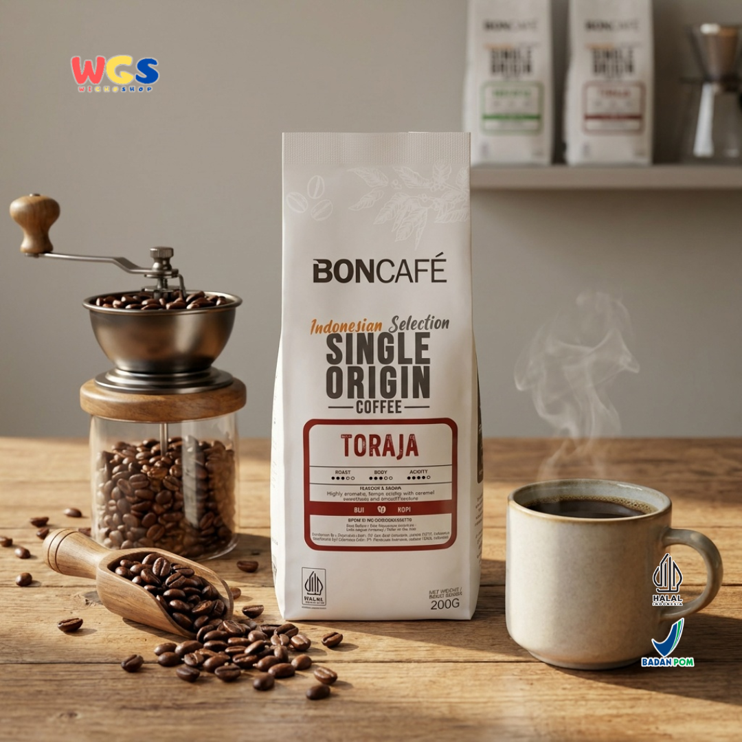 Boncafé Biji Kopi Arabika Toraja 200g - Whole Bean Single Origin Indonesia Espresso V60 French Press Manual Brew