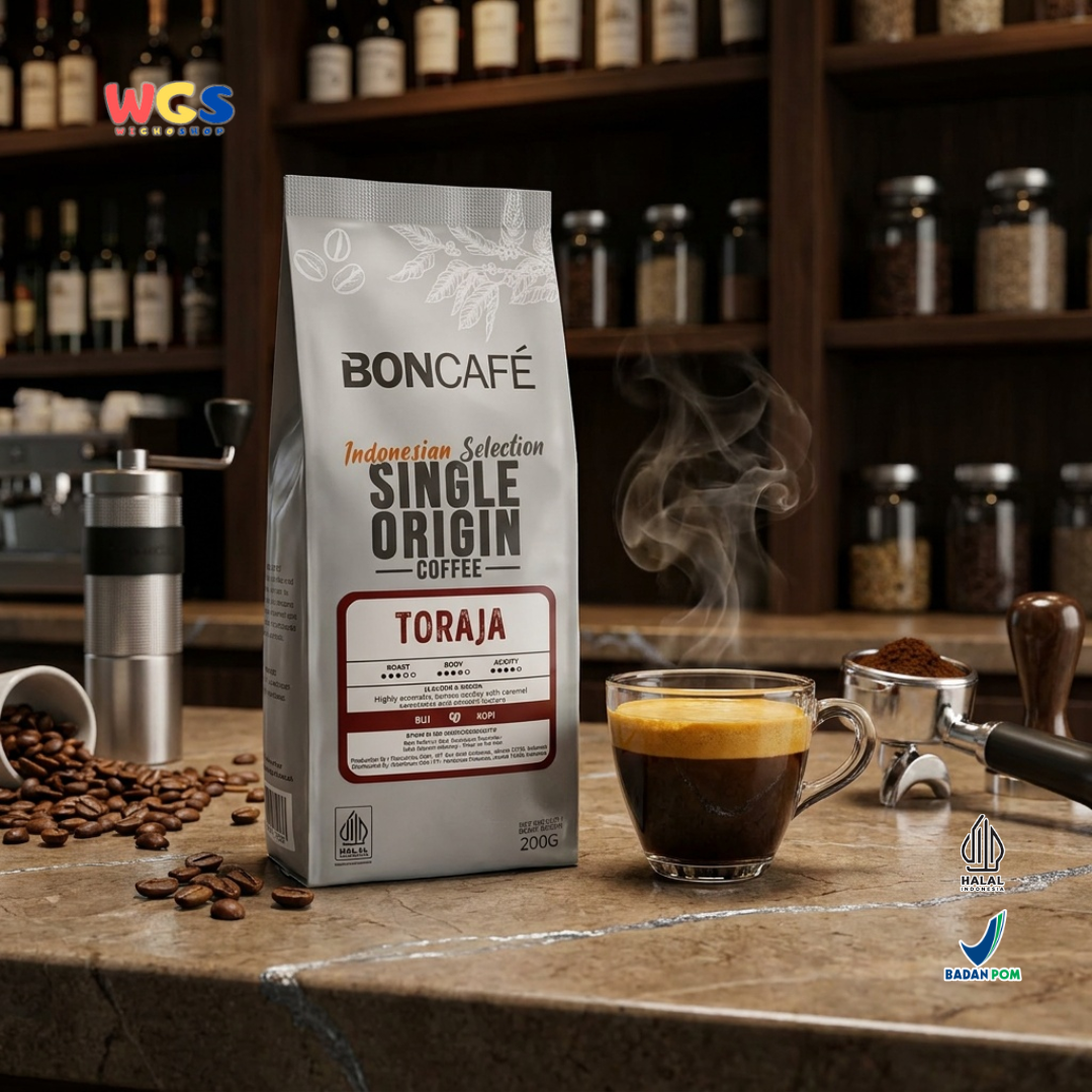 Boncafé Biji Kopi Arabika Toraja 200g - Whole Bean Single Origin Indonesia Espresso V60 French Press Manual Brew