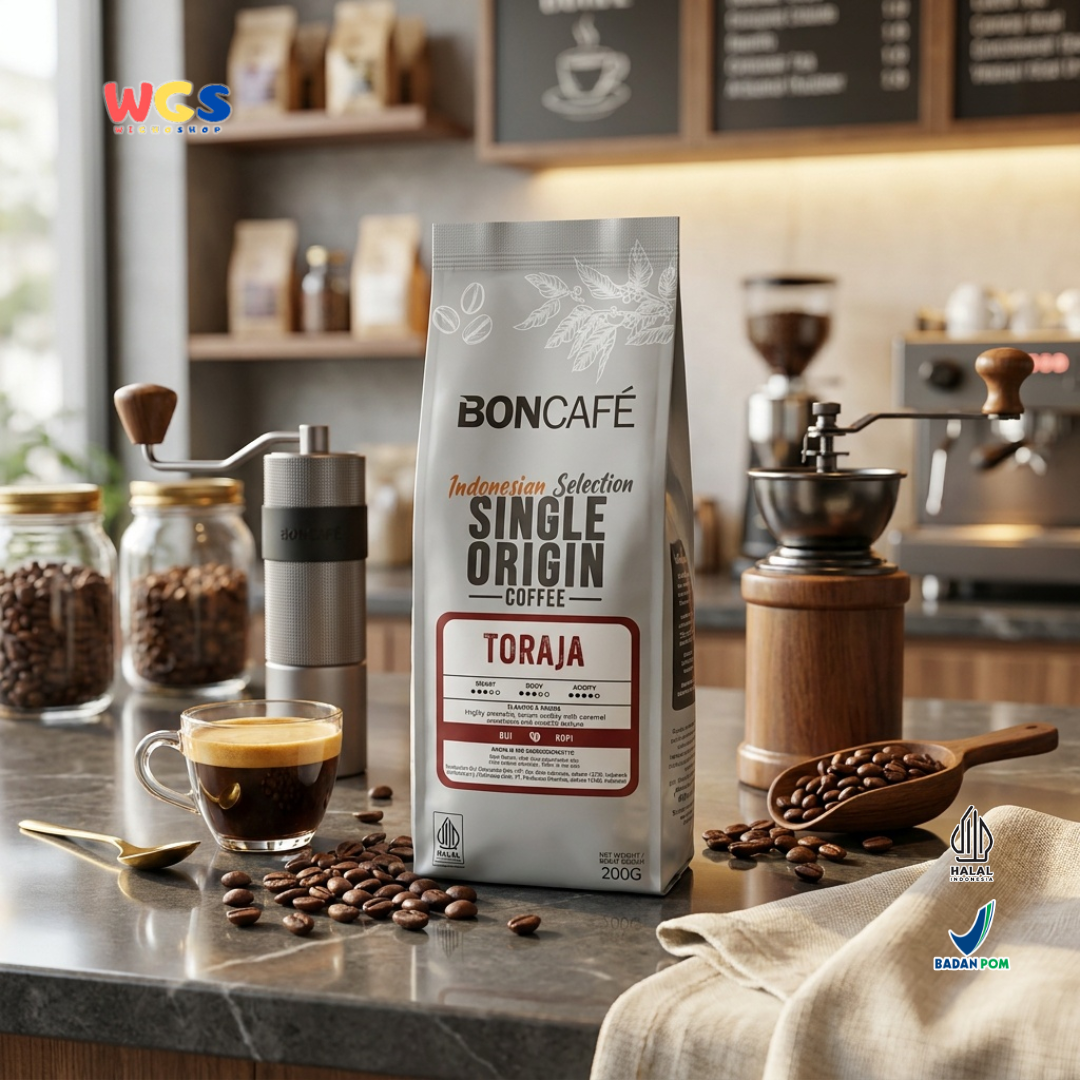 Boncafé Biji Kopi Arabika Toraja 200g - Whole Bean Single Origin Indonesia Espresso V60 French Press Manual Brew