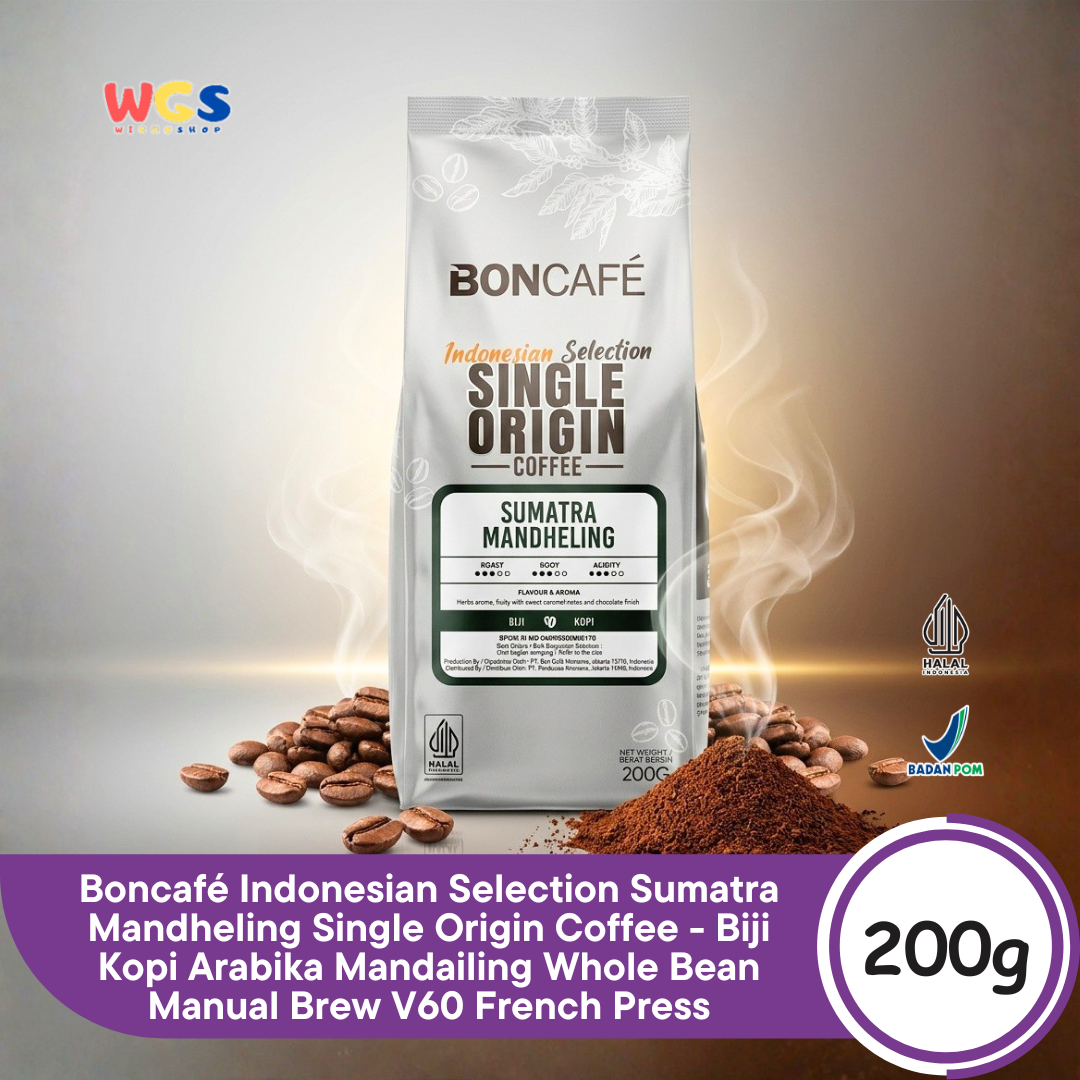 BONCAFE Sumatra Mandheling Single Origin Roasted 100% Arabica Whole Beans Coffee 200g - Coffee Beans