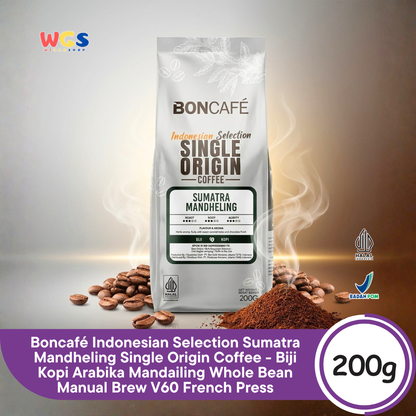 BONCAFE Sumatra Mandheling Single Origin Roasted 100% Arabica Whole Beans Coffee 200g - Coffee Beans
