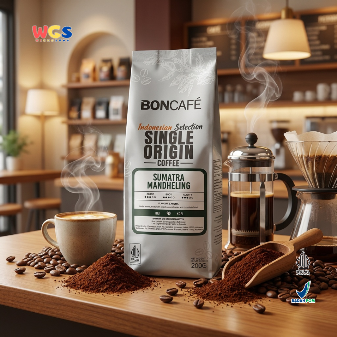 BONCAFE Sumatra Mandheling Single Origin Roasted 100% Arabica Whole Beans Coffee 200g - Coffee Beans