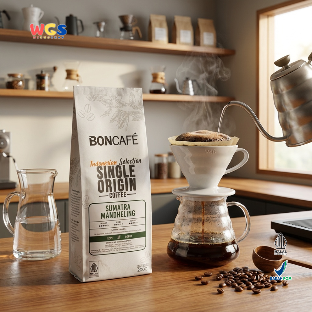 BONCAFE Sumatra Mandheling Single Origin Roasted 100% Arabica Ground Coffee 200g - Ground Coffee