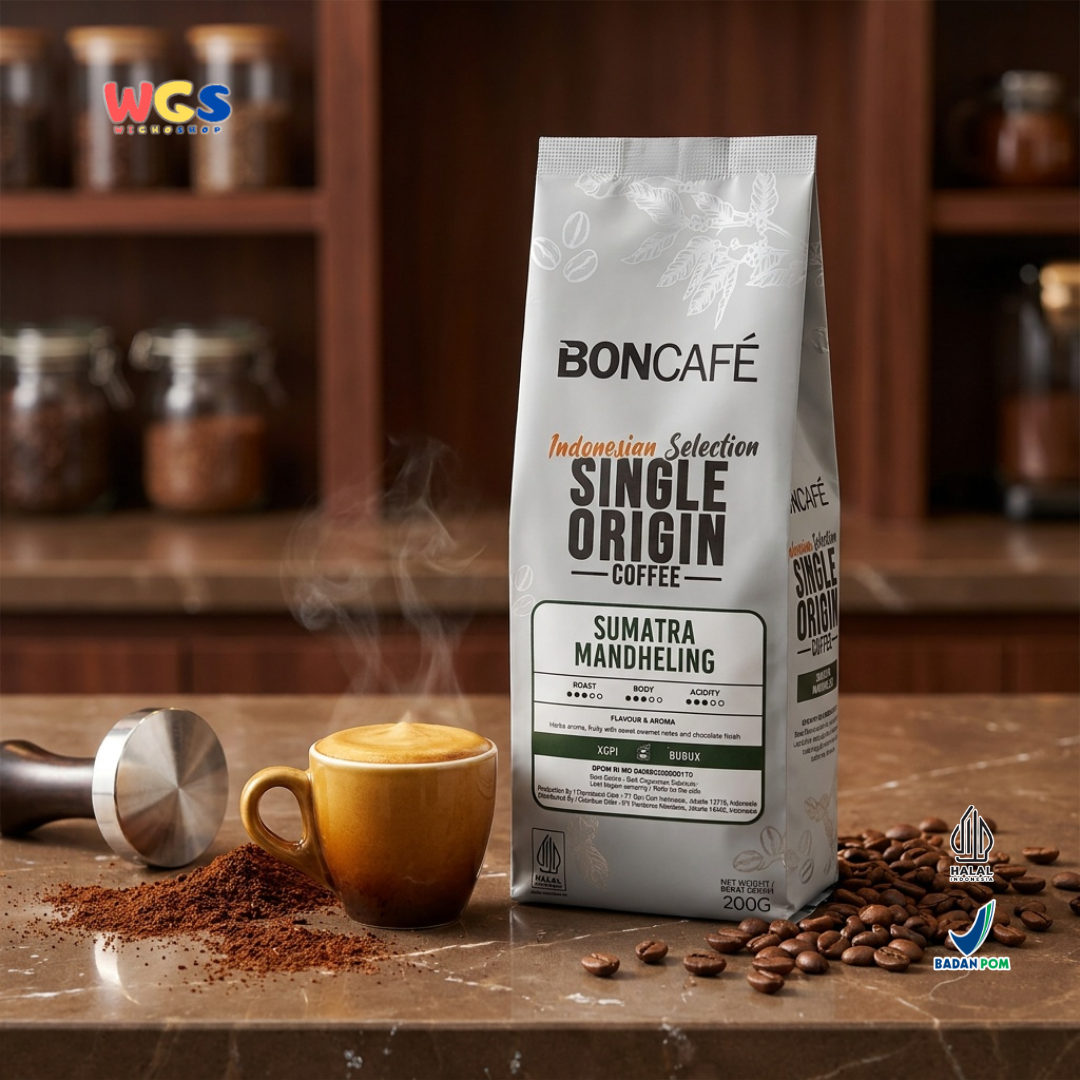 BONCAFE Sumatra Mandheling Single Origin Roasted 100% Arabica Ground Coffee 200g - Ground Coffee