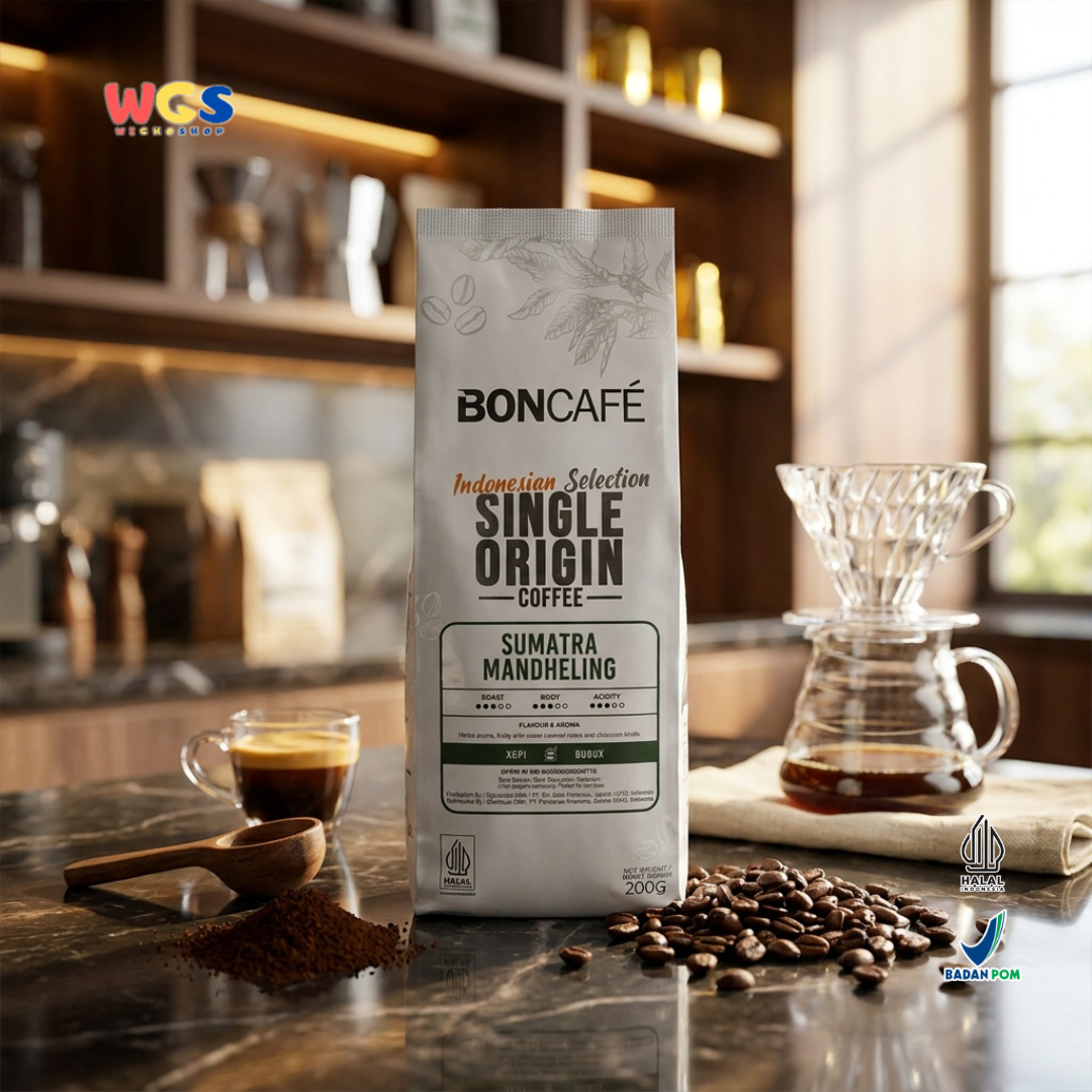 BONCAFE Sumatra Mandheling Single Origin Roasted 100% Arabica Ground Coffee 200g - Ground Coffee