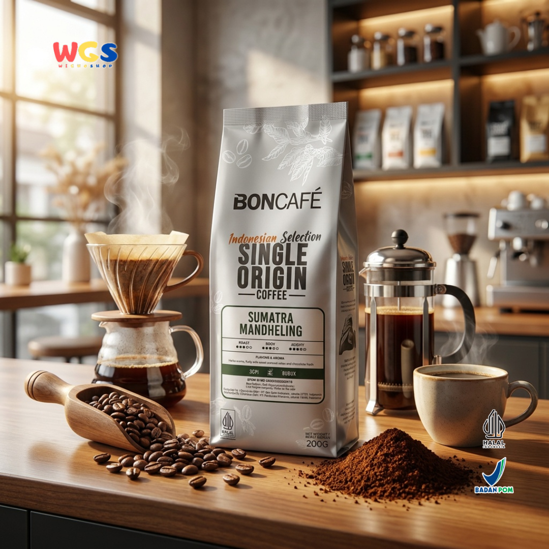 BONCAFE Sumatra Mandheling Single Origin Roasted 100% Arabica Ground Coffee 200g - Ground Coffee
