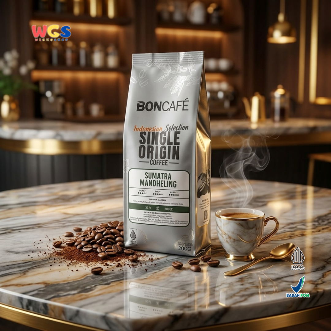 BONCAFE Sumatra Mandheling Single Origin Roasted 100% Arabica Ground Coffee 200g - Ground Coffee