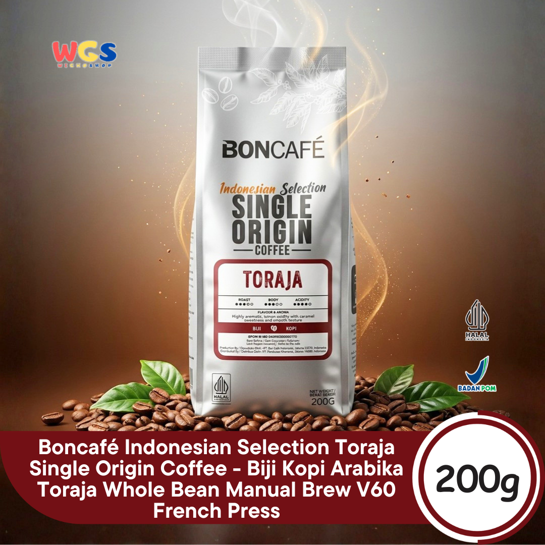 BONCAFE Toraja Single Origin Roasted 100% Arabica Whole Bean Coffee 200g - Toraja Coffee Beans