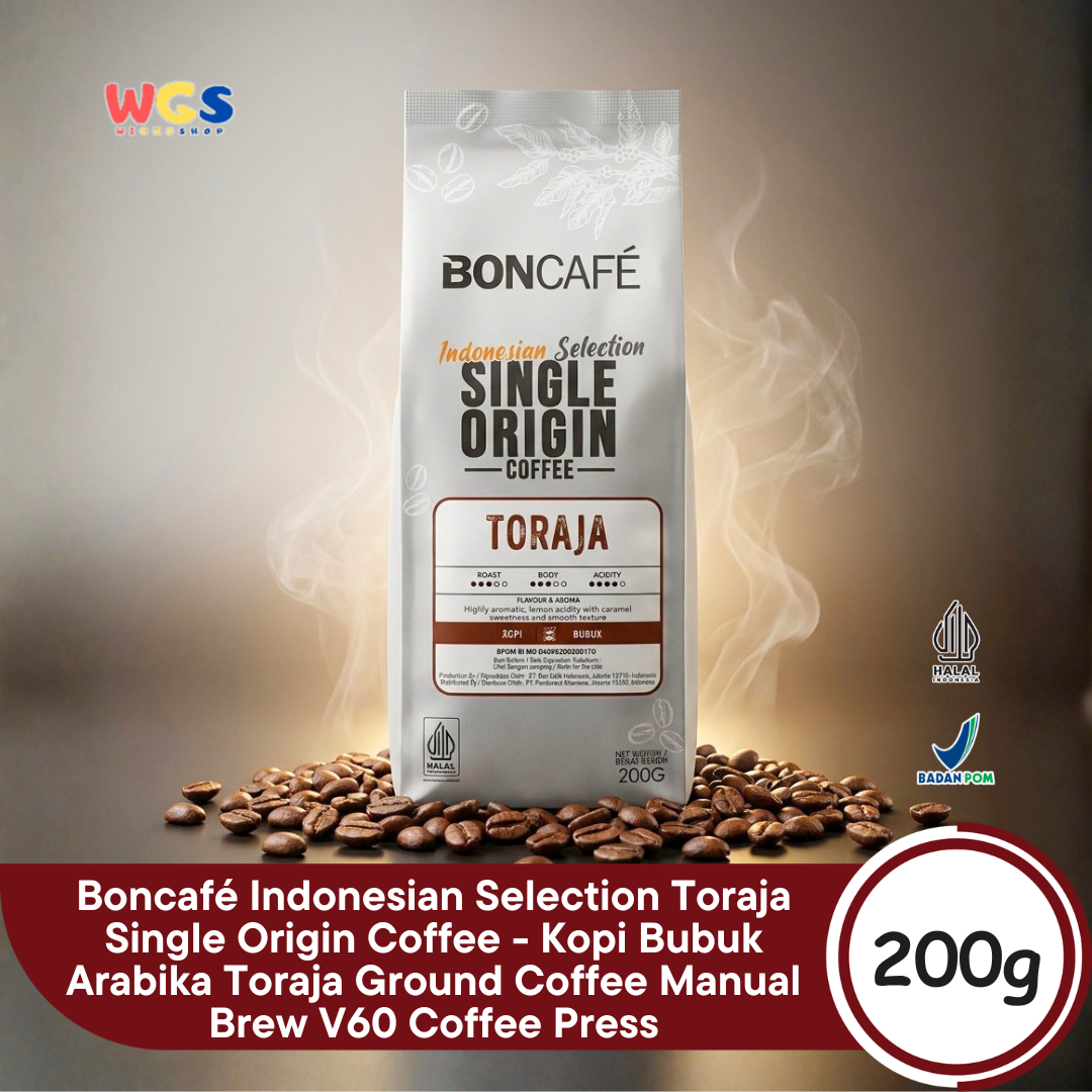 Boncafe Indonesian Selection Toraja Single Origin Coffee 200g - Kopi Bubuk Arabika Toraja Ground Coffee Manual Brew V60 Coffee Press