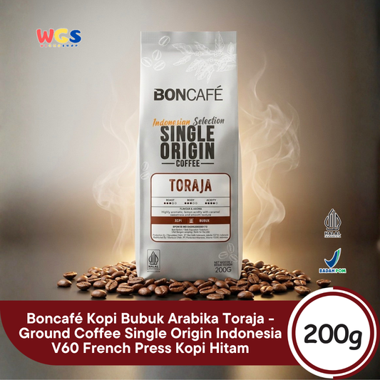 Boncafé Kopi Bubuk Arabika Toraja 200g - Ground Coffee Single Origin Indonesia V60 French Press Kopi Hitam